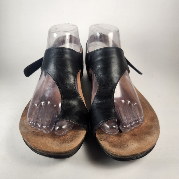 DANSKO Women's Reece Sandal 10 EU 40 Black Leather Comfort Slingback Wedge Shoe - Picture 3 of 10